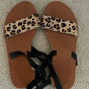 Sseko Designs Custom Rue Sandals with Black and Leo size 7